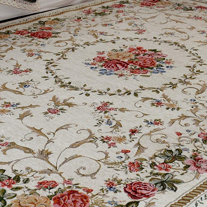 UKELER Rustic Shabby Rose Rug Luxury Vintage Elegant Traditional Rugs Accent Floral Rugs Carpet for Home Living Room/Bedroom (47.2''x71'', Country Rose) - Image 5